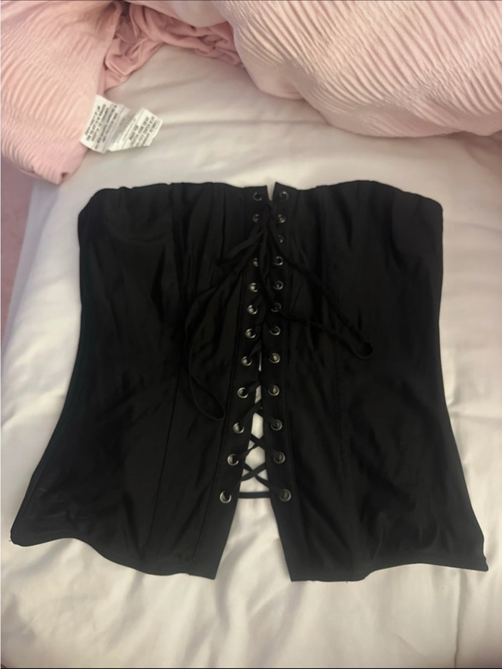 Urban Outfitters Black Strapless Lace-Up Corset Top